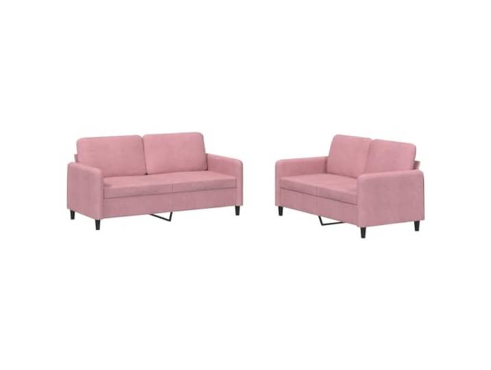 Makastle 2er Set Sofa Couchgarnitur Rosa Samt