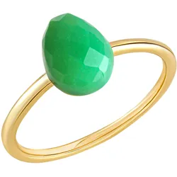Jamelli Ring Silber 925 vergoldet mit echtem Chrysopras 8x6mm