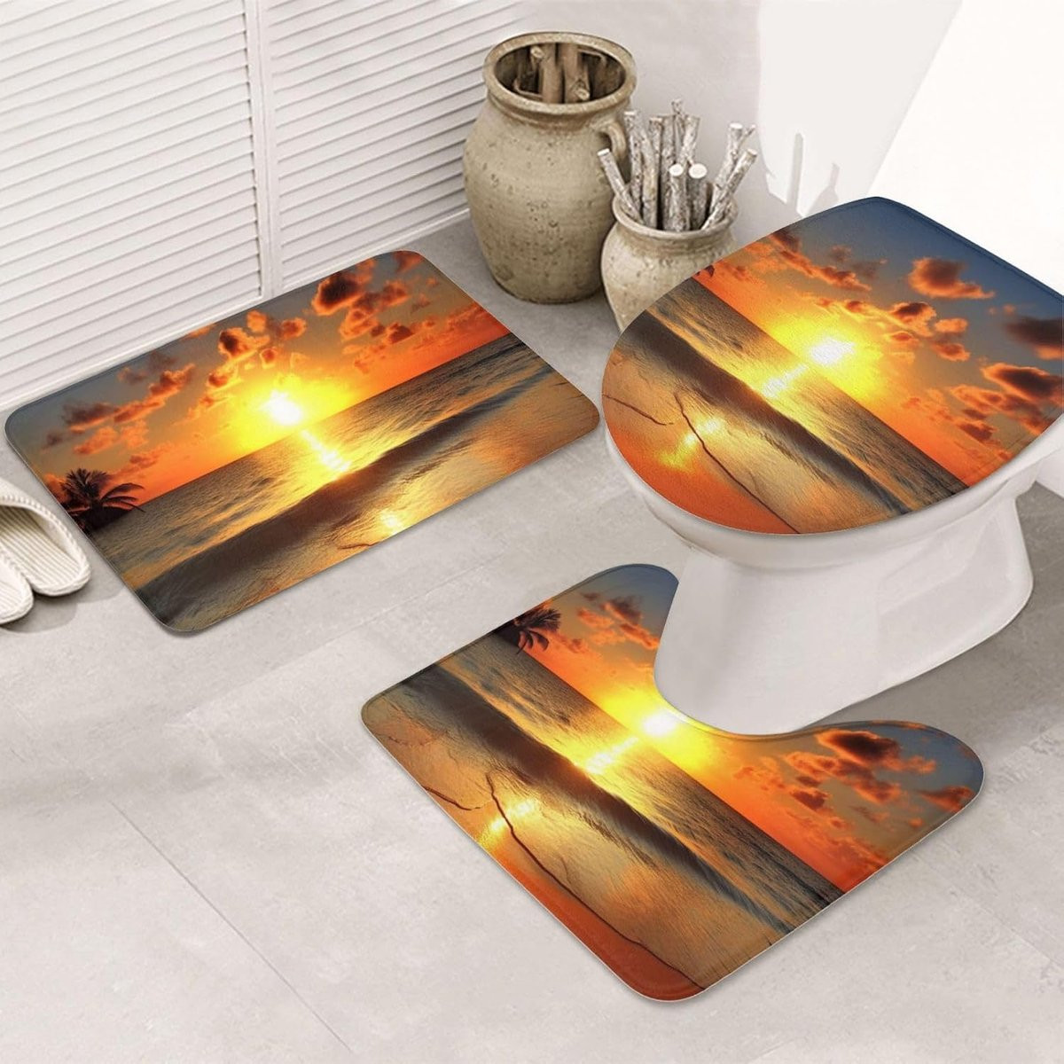 Set van 3 zwarte badkamermatten van zachte flanel voor extra voetcomfort