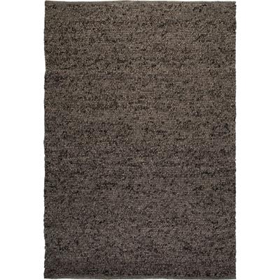 Wollteppich KAYOOM "Darleen 685", grau (graphit), B:80cm H:20mm L:150cm, Wolle, Teppiche, Kurzflor, Handgewebt, Modernes Muster, Uni, Wolle