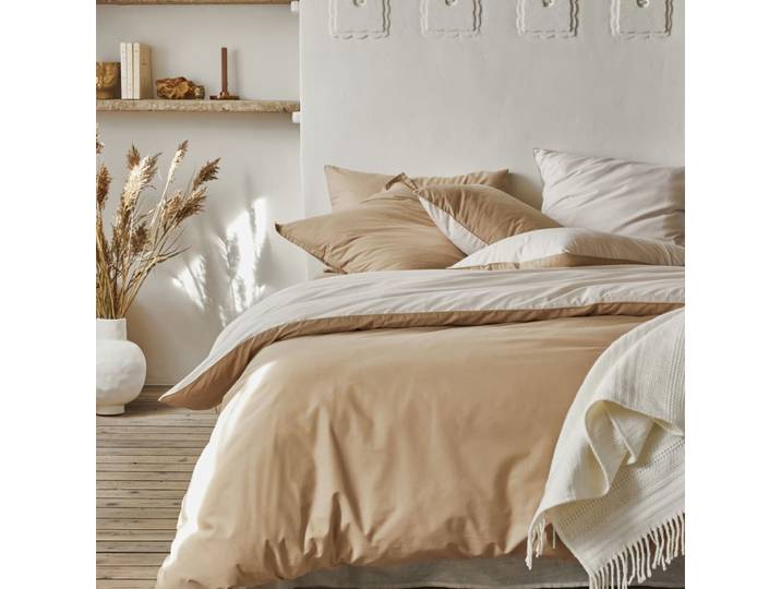 Parure de lit en coton beige 200x200cm