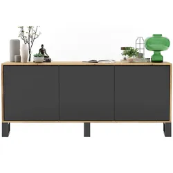 KOMMODE Apollo 3D Wotan Eiche / Graphit matt 168 cm mit Metallfüßen