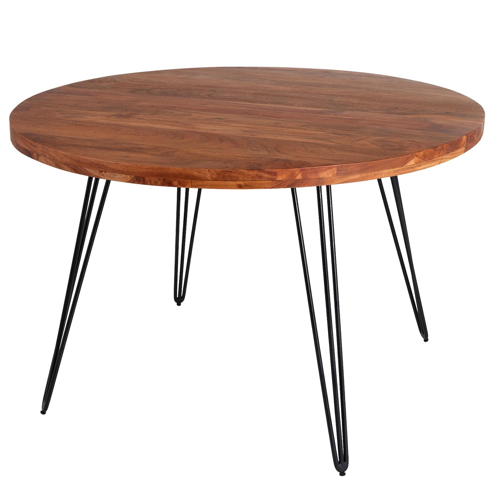 riess-ambiente Esstisch SCORPION - 120cm rund Akazie natur Massivholz Hairpin Legs Retro Design