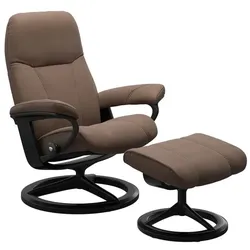 Stressless Sessel mit Hocker Consul Signature Leder Braun Batick Mole S (Small)