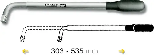 HAZET Radmuttern-Schlüssel 772 ausziehbar Vierkant massiv 12,5mm