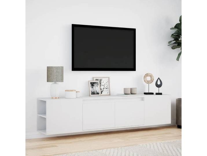 XINWO Meuble TV，Armoire TV Banc TV - mural avec LED - blanc 180x31x39 5 cm @401