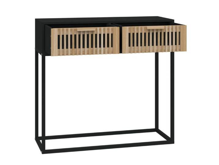 （LE SOLDE)Table console/Table d'appoint - PARAJ - Table centre salon - noir 80x30x75cm bois d'ingénierie et fer_870376