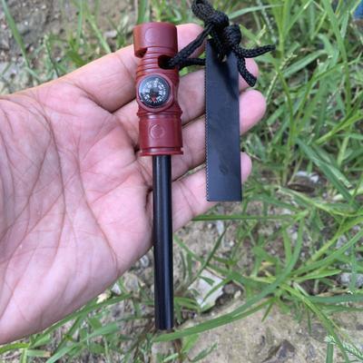 Inspire Daily Merch All Weather Magnesium Fire Starter With Compass For Camping And Survival brown