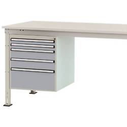 Manuflex ZB4864.9006 Gehäuse-Unterbau Stationär, Nutzhöhe 500 mm mit 5 Schubfächer. Für Tischtiefe 1200 mm