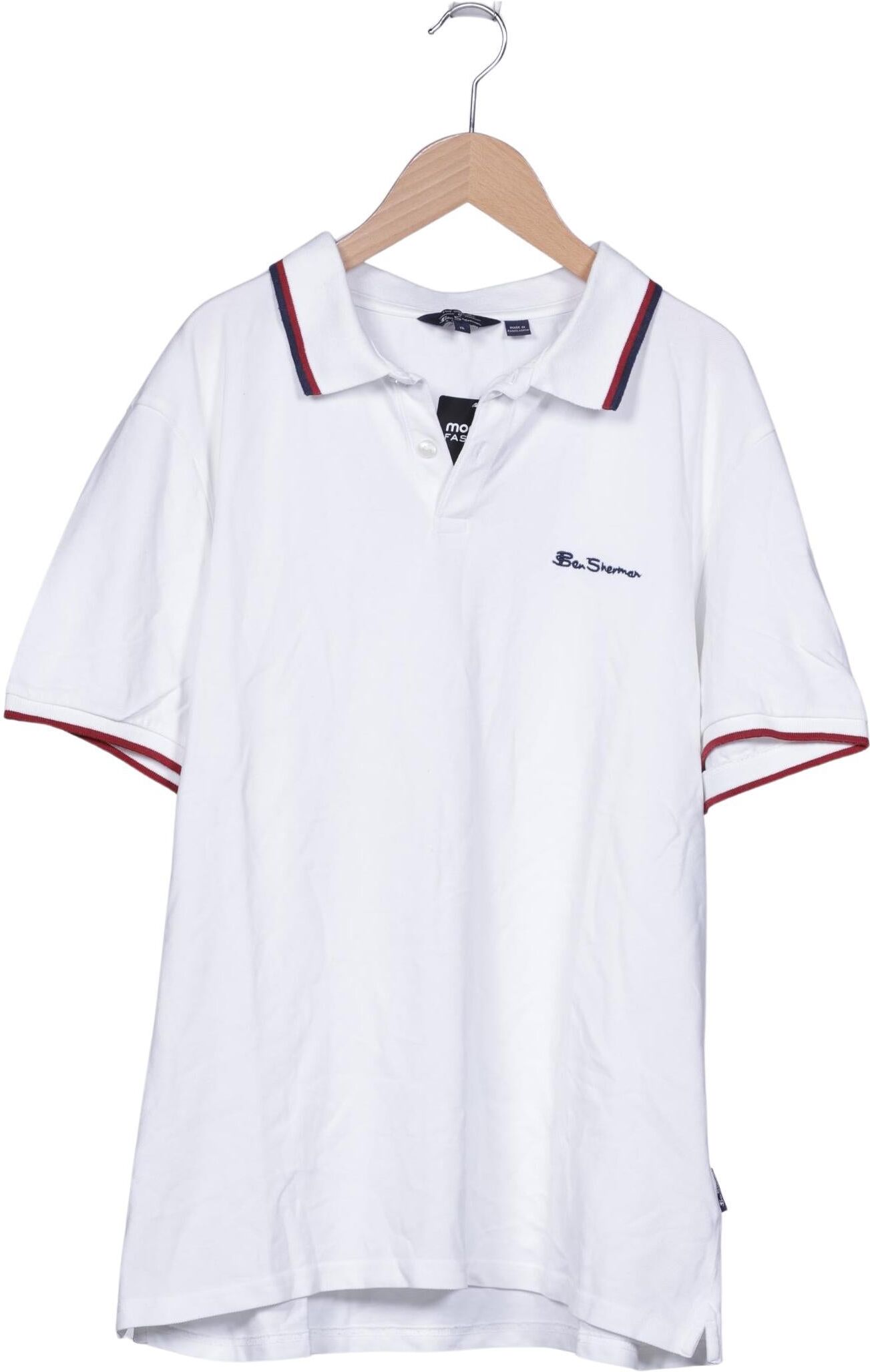 Ben Sherman Herren Poloshirt, Weiß, Gr. XL, Baumwolle - Second Hand