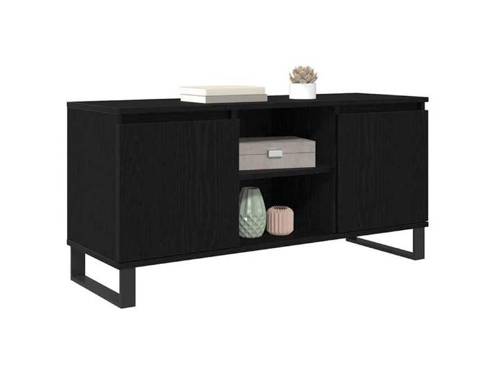CHIC Noir Meuble TV Moderne - ZENCORE - MEUBLE DE SEJOUR - Cabinet TV - Chêne noir 104x35x50cm - Bois d'ingénierie 2982