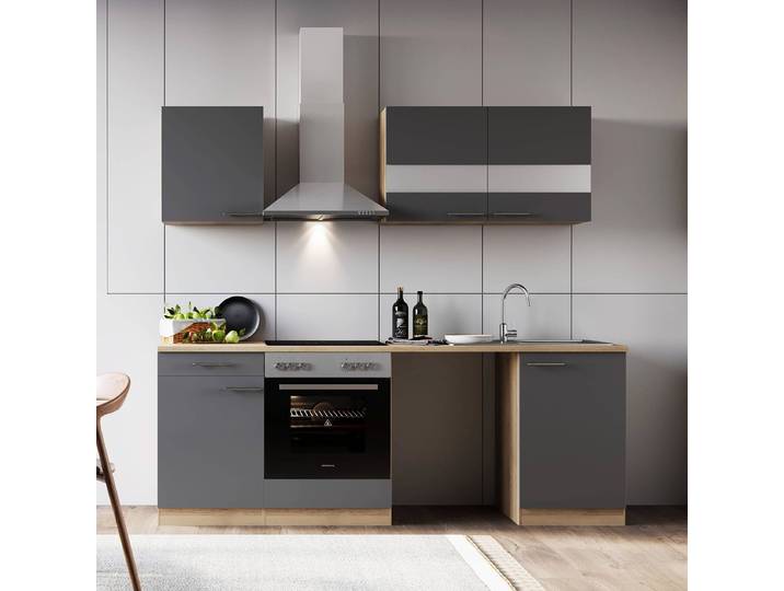 Küchenzeile Merle I 220cm Grau/Grau