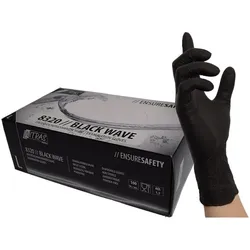 NITRAS Black Wave, Nitril Einmalhandschuhe, Einweghandschuhe, schwarz Größe: M  100 Stück