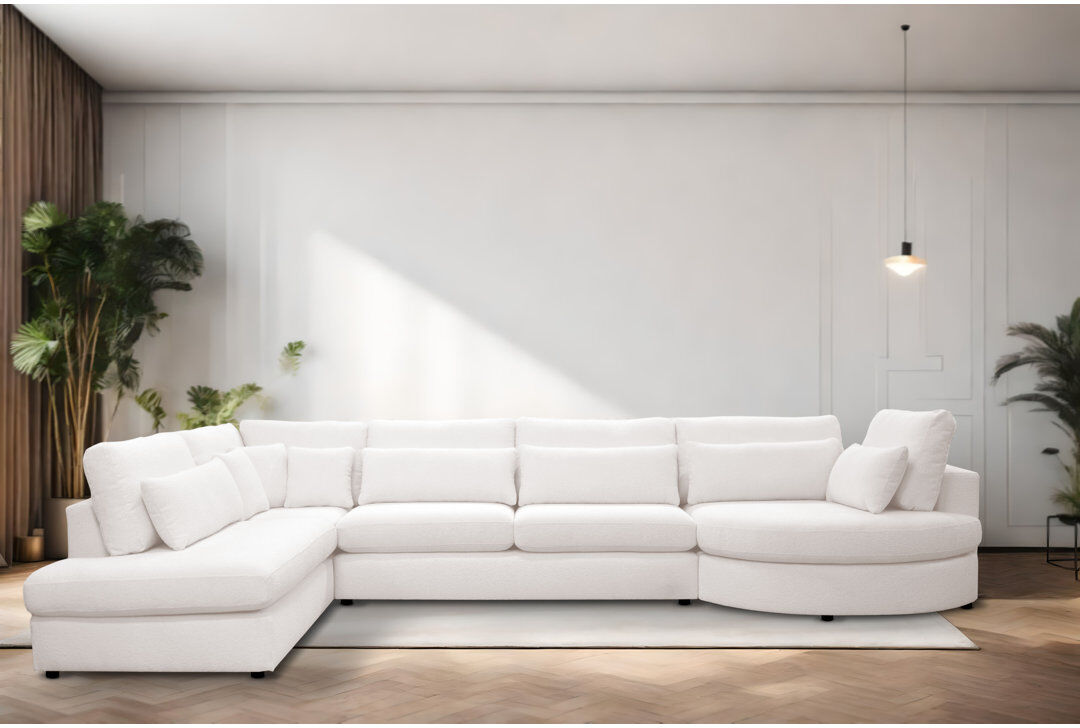 Ivy Bronx 6 Seater Corner Sofa Pearl 87cm H X 422cm W X 228cm D