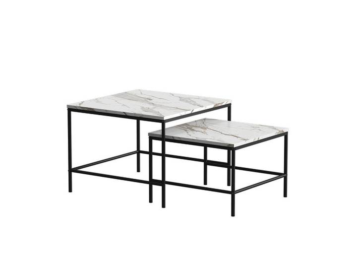 Vicco Couchtisch-Set Ramio Weiß/Schwarz 60 x 60 cm 2 Teile, Weiß, Schwarz, Rechteckig, 60x45x60 cm, Wohnzimmer, Wohnzimmertische, Couchtische