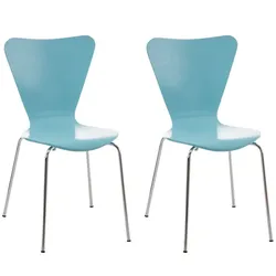 DELUKE 2er Set Besucherstuhl BERLIN - Holz Hellblau 45x49x85 cm | Besucherstühle Konferenzstuhl Wartezimmerstuhl Bürostühle Bürostuhl Konferenzraum