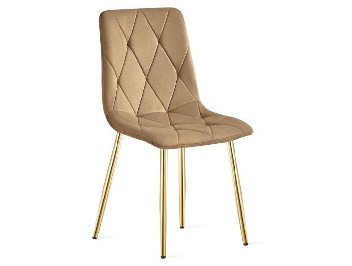 Chaise Libra en Velours Marron et Pieds Dorés