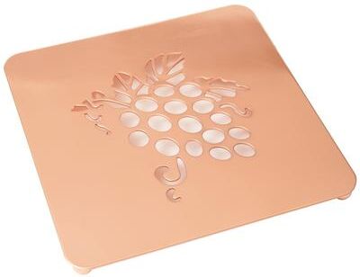 Creative Labs Home 7.5-Inch Copper-Plated Metal Square Trivet with Grapes Motif