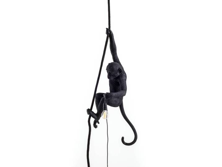SELETTI Monkey Lamp LED-Hängelampe hängend schwarz, schwarz, Kunststoff, Design