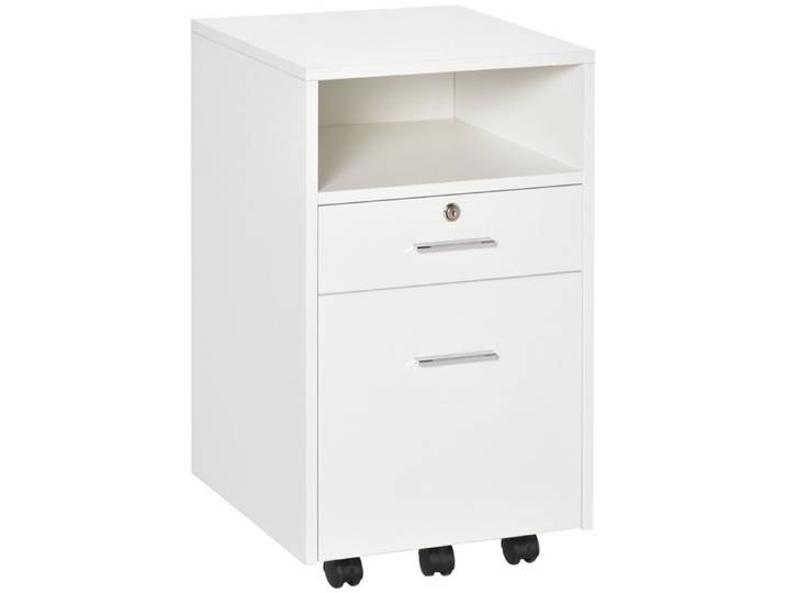 FSX Commode de bureau commode pour bureau avec rangement pour documents et imprimante 2 clés blanche