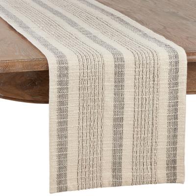 Saro Lifestyle Textured Stripe Table Runner - Woven Cotton Runner for Farmhouse Dining, Rustic Kitchen Decor and Everyday Entertaining
