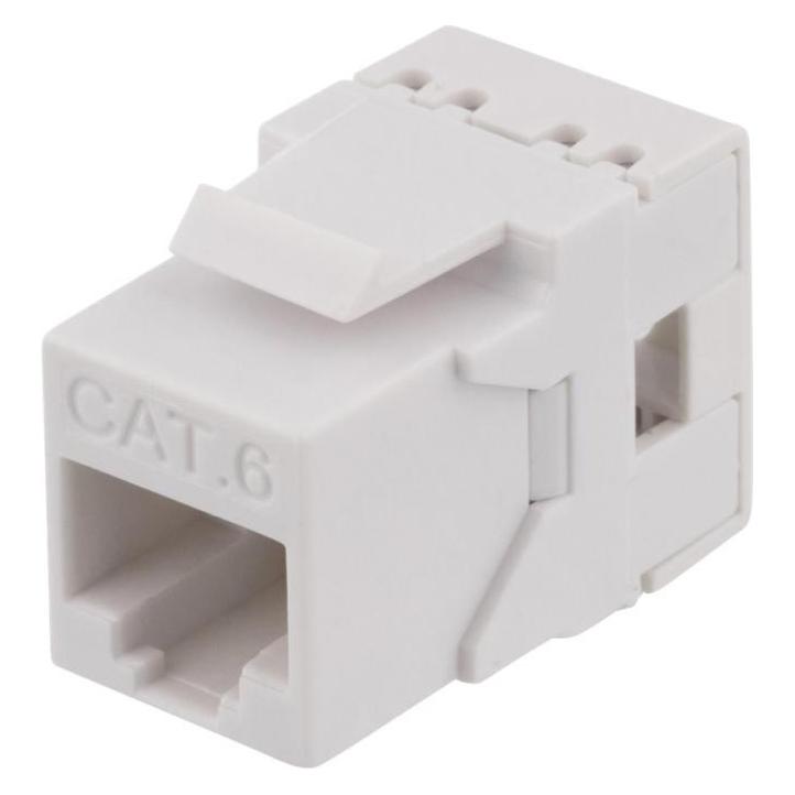 Deltaco Cat6 Keystone jack LSA/110 termination plastic 180 white (Keystone Modul) (MD-118)