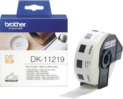 Brother DK-11219 Etiketten Rolle Ø 12mm Papier Weiß 1200 St. Permanent haftend DK11219 Universal-Etiketten