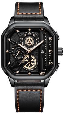 Combo Retail Shop Luxury Big Dial Men Square Watch, Casual PU Leather Strap, Men Sports Watches a