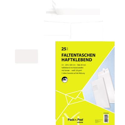 MAILmedia Faltentasche C4 125g mit Fenster haftklebend weiß 25 Stück