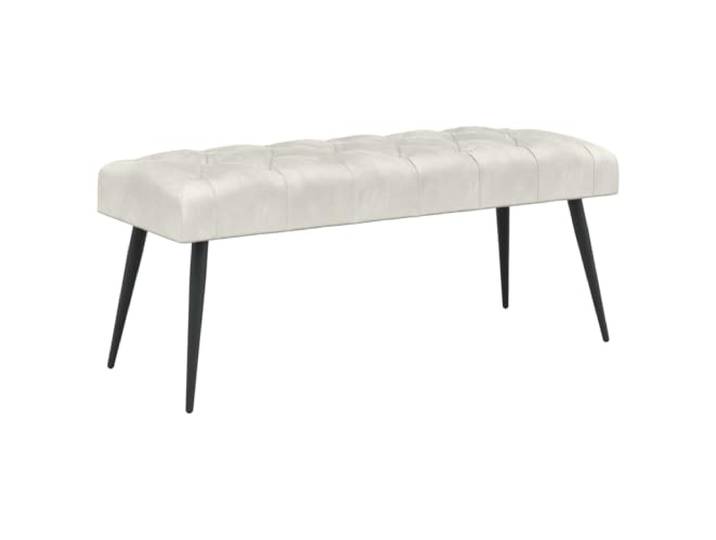 XHNIFBN Bank mit Knopfheftung Samt Sitzbank 110x40x46 cm Creme Gepolsterte Samt Sitzbank mit Metallbeinen ideal für Schlafzimmer Flur und Ankleidezimmer.