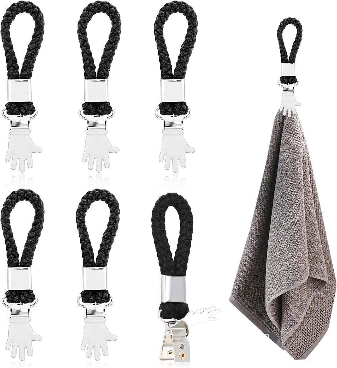 Dailygoods Handdoekclips 6 stuks - Zwart - B/D/H: 10,8 x 2,4 x 0,8 cm