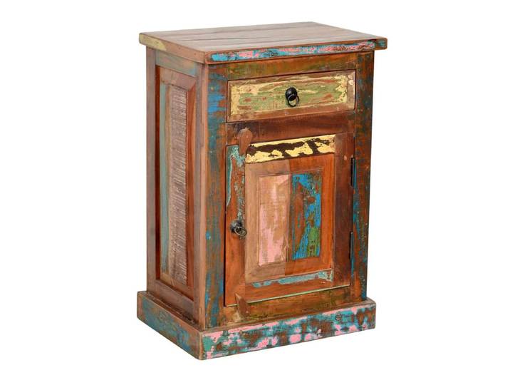 Kommode / Nachttisch 'Seaside' 1-türig Massivholz Recycletes Holz Shabby Chic Indien Indisch