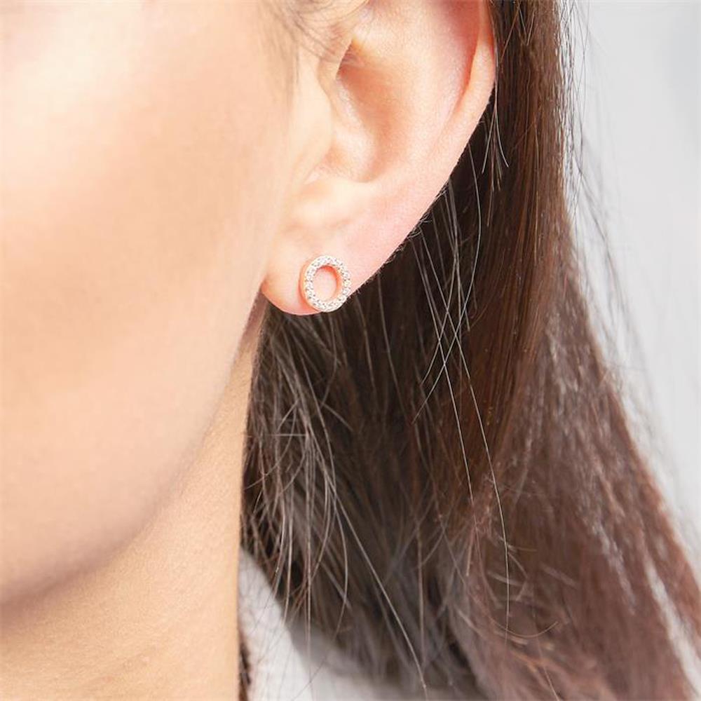 Unique Ohrstecker Kreis-Design 925er Silber Rosé Zirkonia rosé