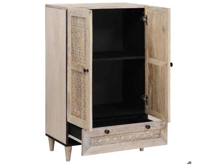 BONNIE®Haut Armoire Blanc 60x33x100 cm Bois de manguier massif FR197402