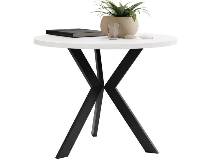 MIRJAN24 Couchtisch STK M6, Beine aus Stahl, 65x65x50 cm, Wohnzimmer (Farbe: Weiß / Schwarz)