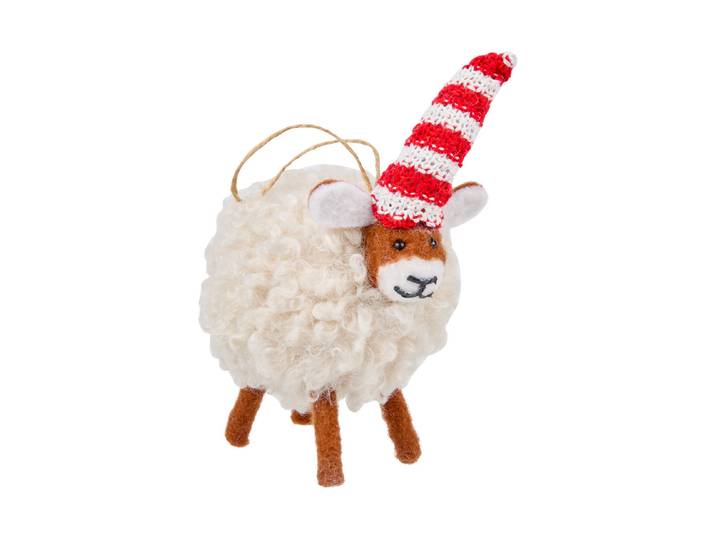 Stoffhänger Schaf mit Mütze rot weiss