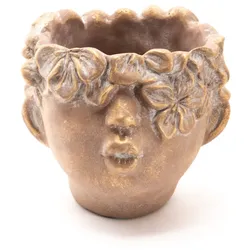 Übertopf bisous vergoldet großes Modell - Rund Stein Amadeus 17.5x19.5 cm