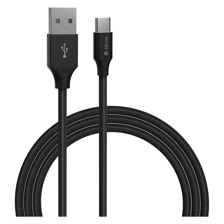 Devia Kabel Gracious USB - USB-C 1,0 m 2,4A schwarz (1 m, USB 1.0, 12 W) (6938595337062)