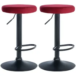 CLP 2er Set Barhocker Ponte Samt schwarz   Farbe: rot, Material Gestell: Metall matt schwarz