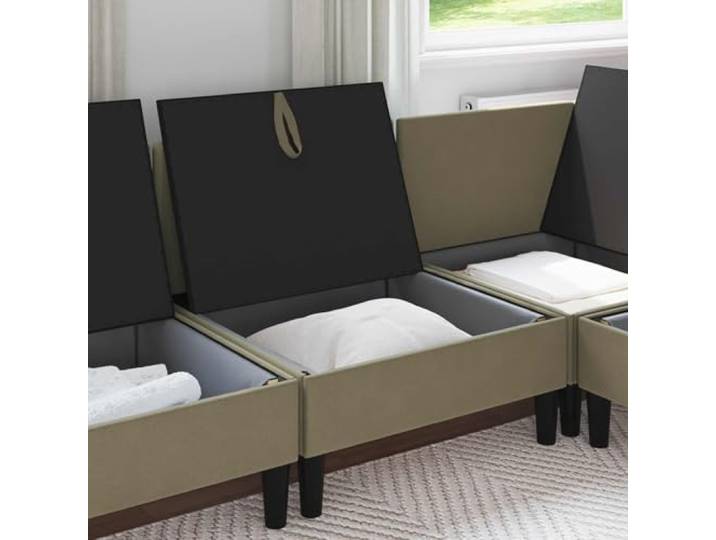 KTHLBRH Mittelgroßes Sofa aus Khaki-Samt mit Stauraum Rechteckige Form, versteckte Schublade, bequemer Sitz, ideal für Wohnzimmer