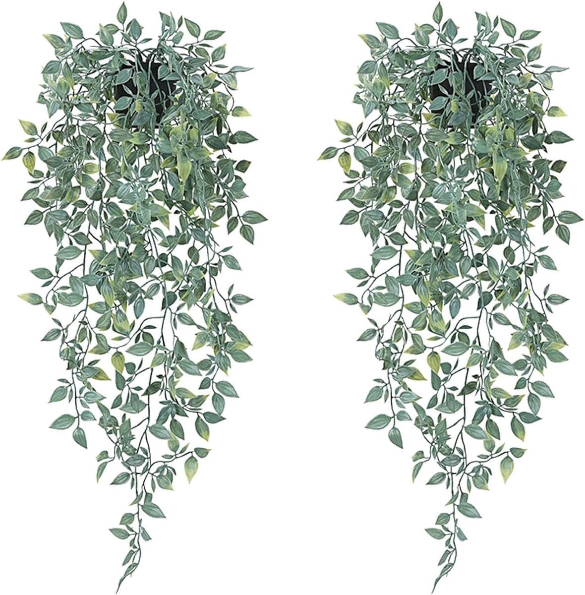 Set van 2 Groene Kunstmatige Hangplanten van Kunststof