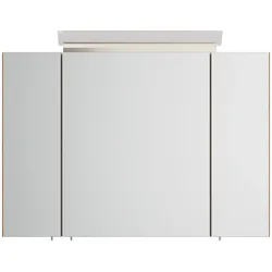 Spiegelschrank 90cm inkl. Design LED-Lampe und Glasböden weiss hochglanz