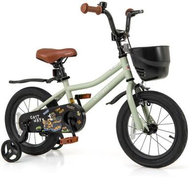 Costway 14-Inch Kids Bike Adjustable with Training Wheels for 3-5 Years Old