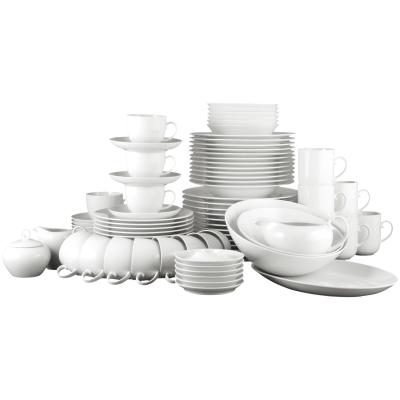 Geschirr-Set SELTMANN WEIDEN "Kombiservice Rondo Liane 84er Set weiß", weiß, 84, Porzellan, Geschirr-Sets, Geschirr-Set, Spülmaschinengeeignet, Mikrowellengeeignet, Ofenfest, Salamandergeeignet, Kühlschrankgeeignet, Gefrierschrankgeeignet