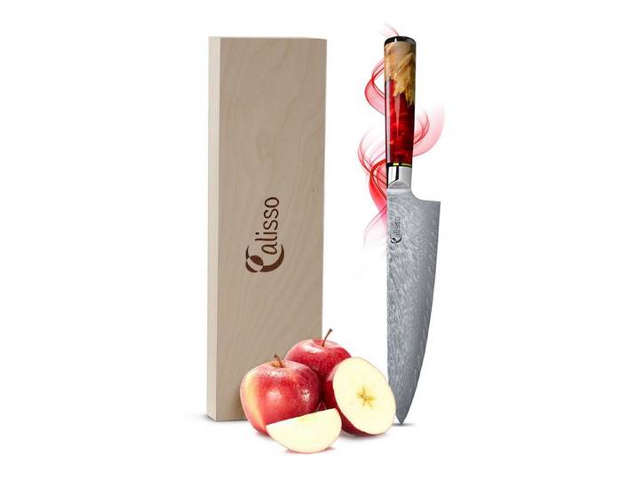 Calisso Kochmesser Küchenmesser Ruby Line Chefmesser, Damaszener Stahl