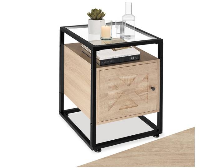 Table de chevet Kidderminster 40x43x60,5cm - Bois clair industriel, Chêne Sonoma