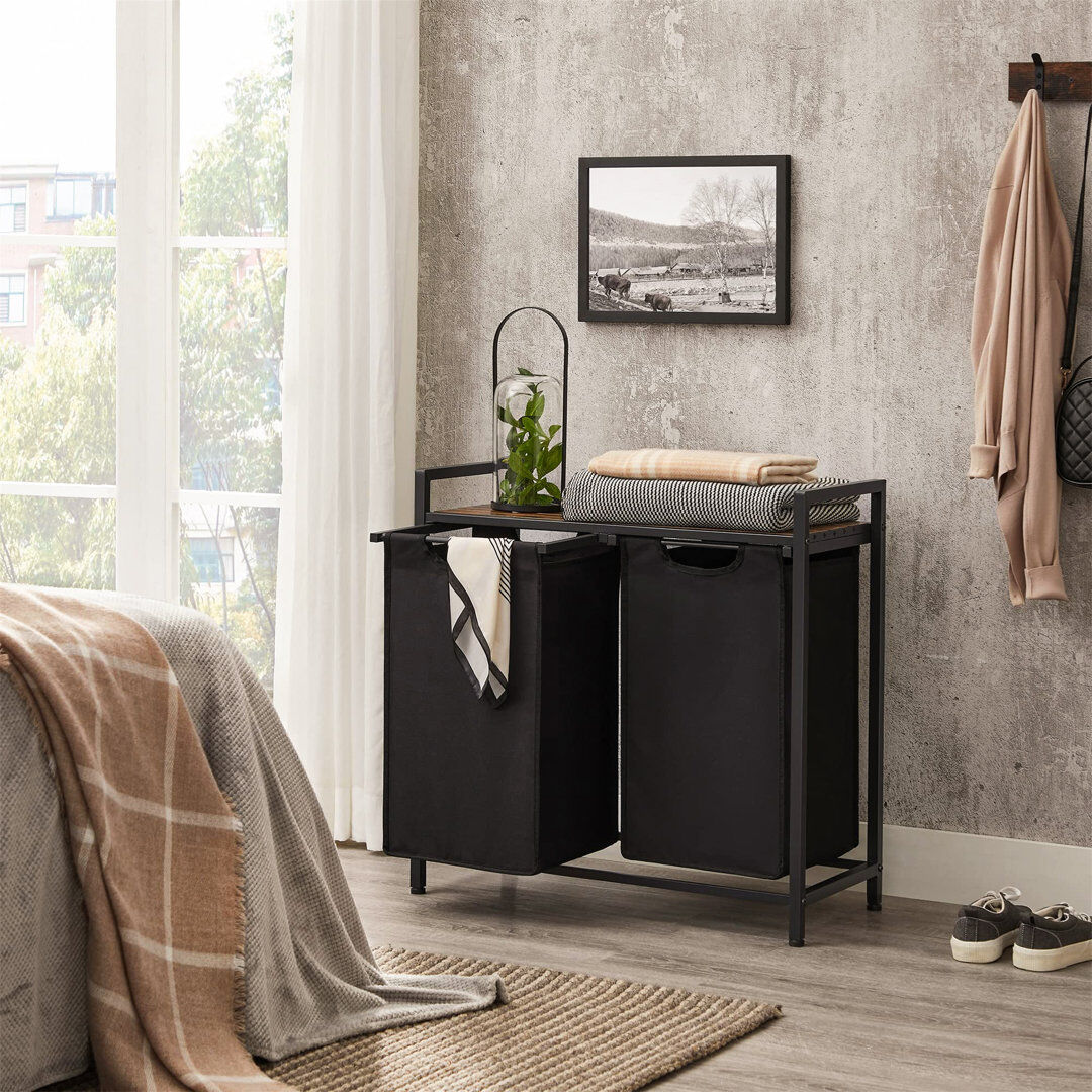 Rio Fabric Laundry Sorter Rustic Brown/Black