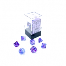 Chessex Würfel - MINI Nebula Nocturnal/blue LUMINARY (7-Mini-Würfelset) - leuchtet im Dunkeln 292750