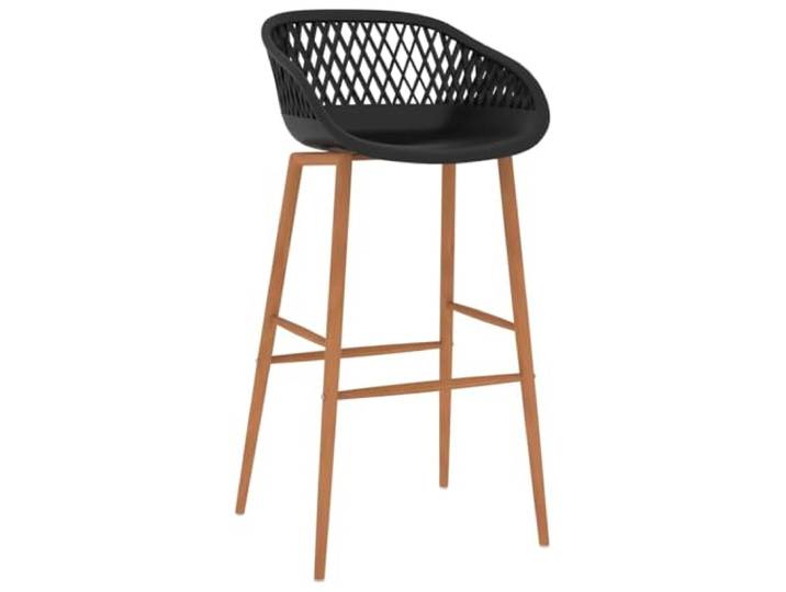 HGPOTUY Barhocker 4 STK. Schwarz PP Metall Holzdekor Maximal 110 kg pro Sitzplatz, niedrige Rückenlehne, Netzoptik, einfache Montage, Metallbeine