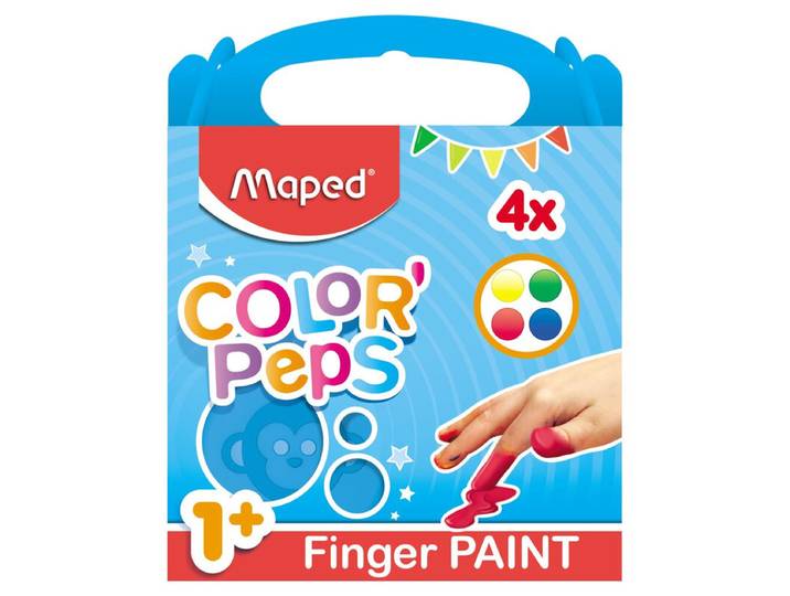 Maped Color'Peps 4 Pots de Peinture au Doigt – 80 g Chacun